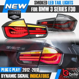 BMW 3 Series F30 F80 M3 12-19 LED LCI Dynamic Turn Signal Rear Tail Lights Lamps Smoked