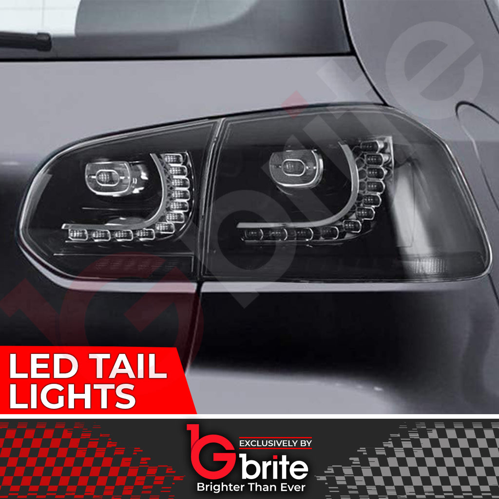 VW GOLF MK6 LED R-DESIGN SEQUENTAIL SWIPE SMOKED TAIL LAMPS RHD LIGHTS PLUG & PLAY