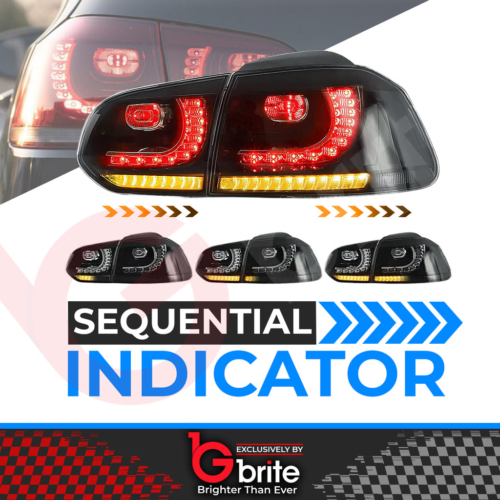 VW GOLF MK6 LED R-DESIGN SEQUENTAIL SWIPE SMOKED TAIL LAMPS RHD LIGHTS PLUG & PLAY