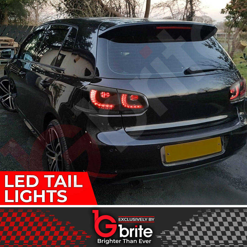 VW GOLF MK6 LED R-DESIGN SEQUENTAIL SWIPE SMOKED TAIL LAMPS RHD LIGHTS PLUG & PLAY
