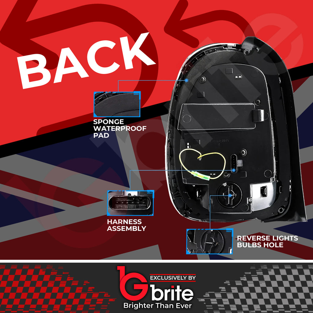 Mini Cooper F55 F56 F57 SMOKED LED Dynamic Sequential Union Jack Tail Lights 14-18
