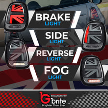 Load image into Gallery viewer, Mini Cooper F55 F56 F57 SMOKED LED Dynamic Sequential Union Jack Tail Lights 14-18