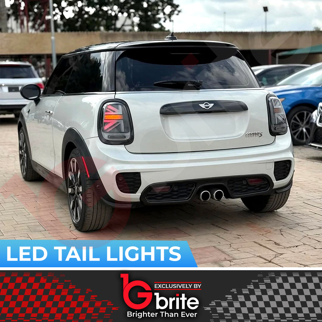 Mini Cooper F55 F56 F57 SMOKED LED Dynamic Sequential Union Jack Tail Lights 14-18