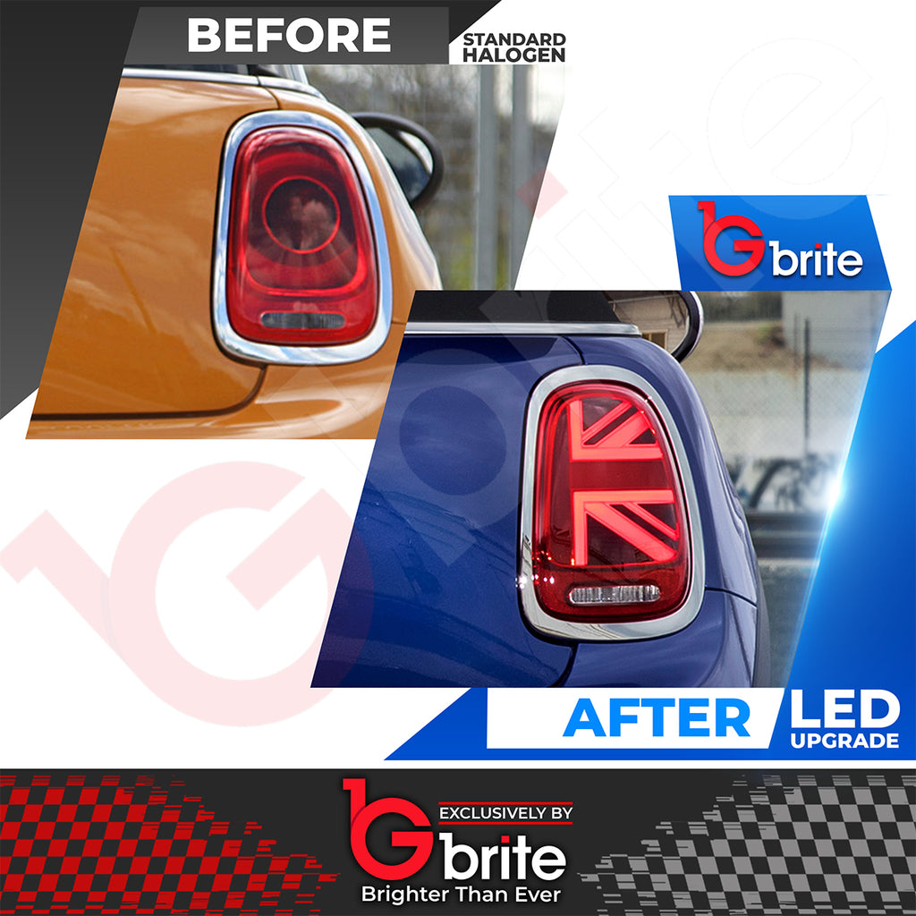 Mini Cooper F55 F56 F57 LED Dyanmic Sequential Union Jack Tail Lights Chrome 14-18