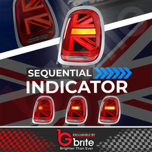 Load image into Gallery viewer, Mini Cooper F55 F56 F57 LED Dyanmic Sequential Union Jack Tail Lights Chrome 14-18