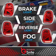 Load image into Gallery viewer, Mini Cooper F55 F56 F57 LED Dyanmic Sequential Union Jack Tail Lights Chrome 14-18
