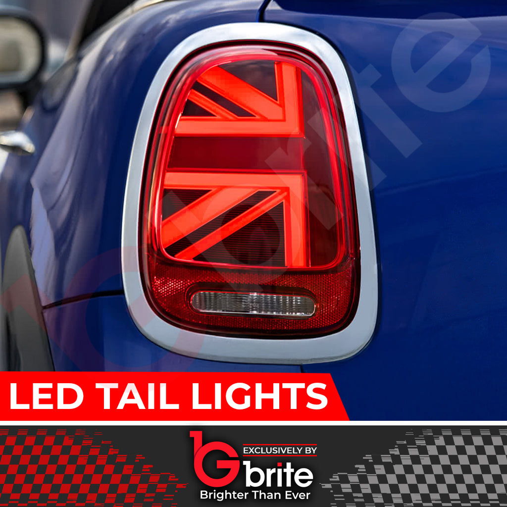 Mini Cooper F55 F56 F57 LED Dyanmic Sequential Union Jack Tail Lights Chrome 14-18