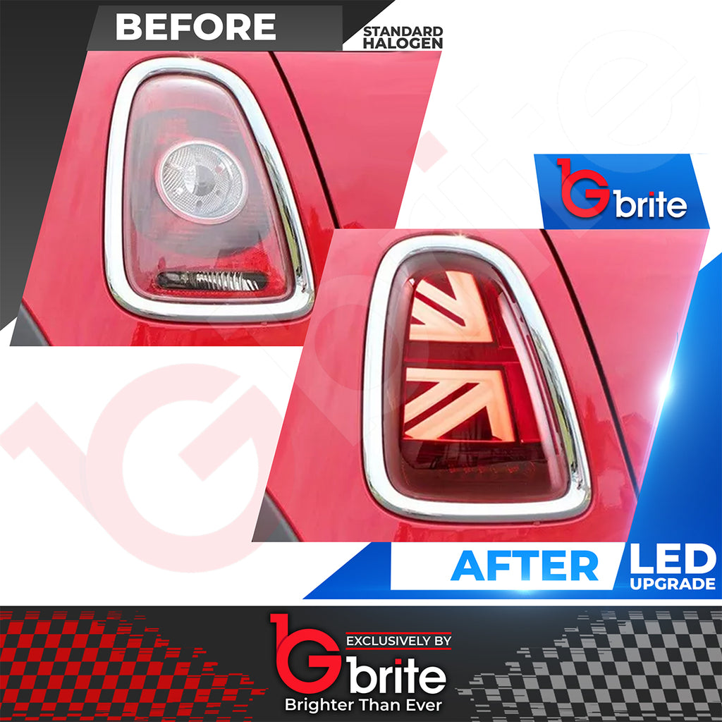 Mini Cooper R56 R57 R58 LED Dynamic Sequential Union Jack Tail Lights Chrome 2007-13