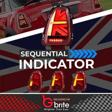 Load image into Gallery viewer, Mini Cooper R56 R57 R58 LED Dynamic Sequential Union Jack Tail Lights Chrome 2007-13