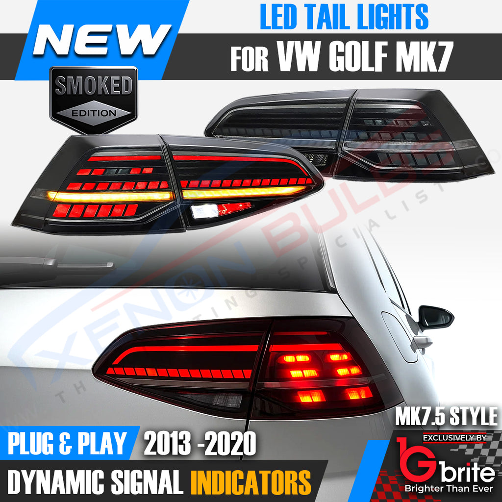 VW Golf MK7.5 Style SMOKED LED TAIL LAMPS LIGHTS FOR VW MK7 SEQUENTIAL FLOWING INDICATOR