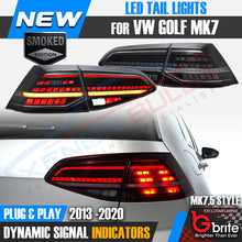 Load image into Gallery viewer, VW Golf MK7.5 Style SMOKED LED TAIL LAMPS LIGHTS FOR VW MK7 SEQUENTIAL FLOWING INDICATOR