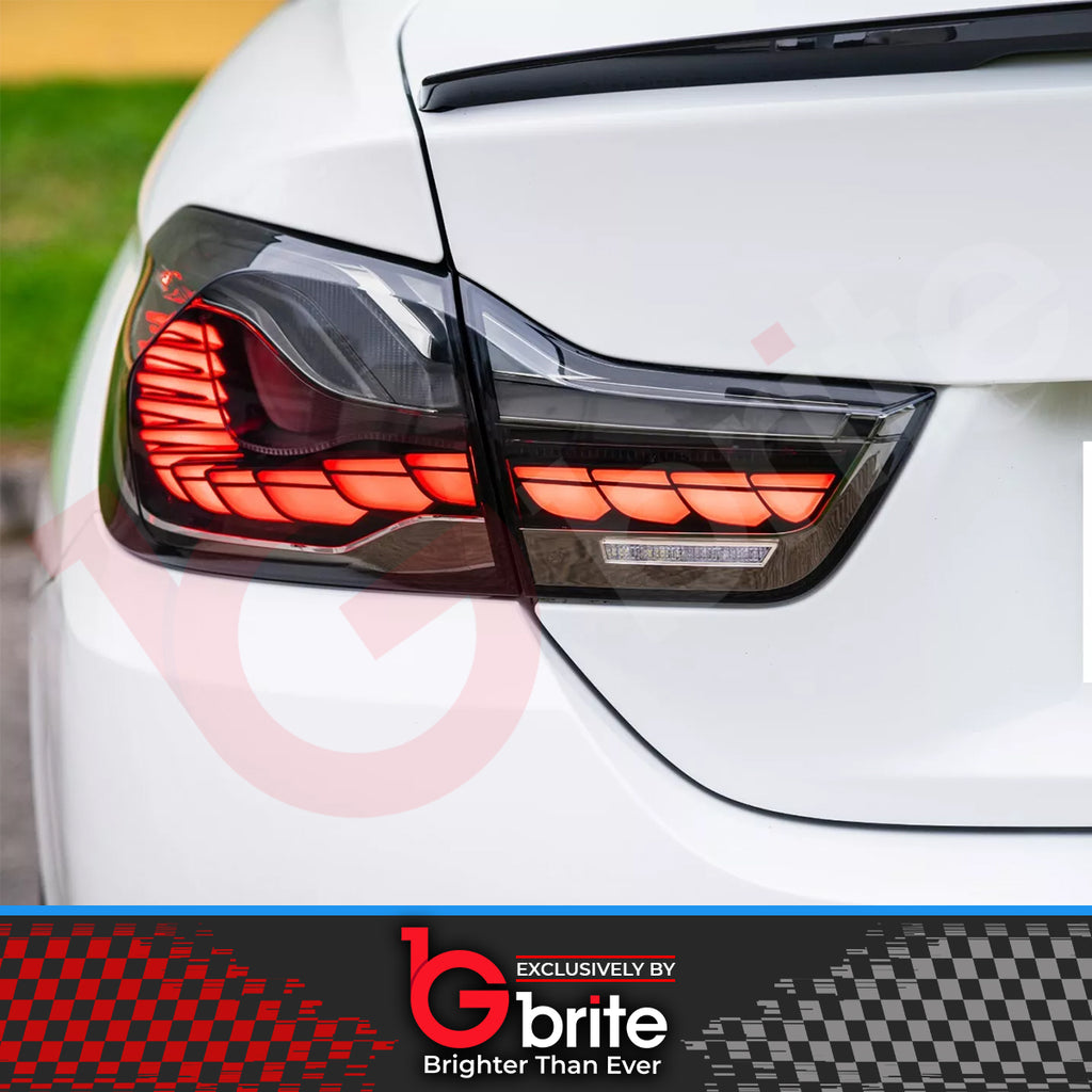 BMW 4 SERIES F32 F33 F36 2014-2020 SMOKED OLED STYLE LED SEQUENTIAL DYNAMIC TAIL LAMPS