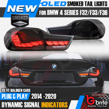 Load image into Gallery viewer, BMW 4 SERIES F32 F33 F36 2014-2020 SMOKED OLED STYLE LED SEQUENTIAL DYNAMIC TAIL LAMPS
