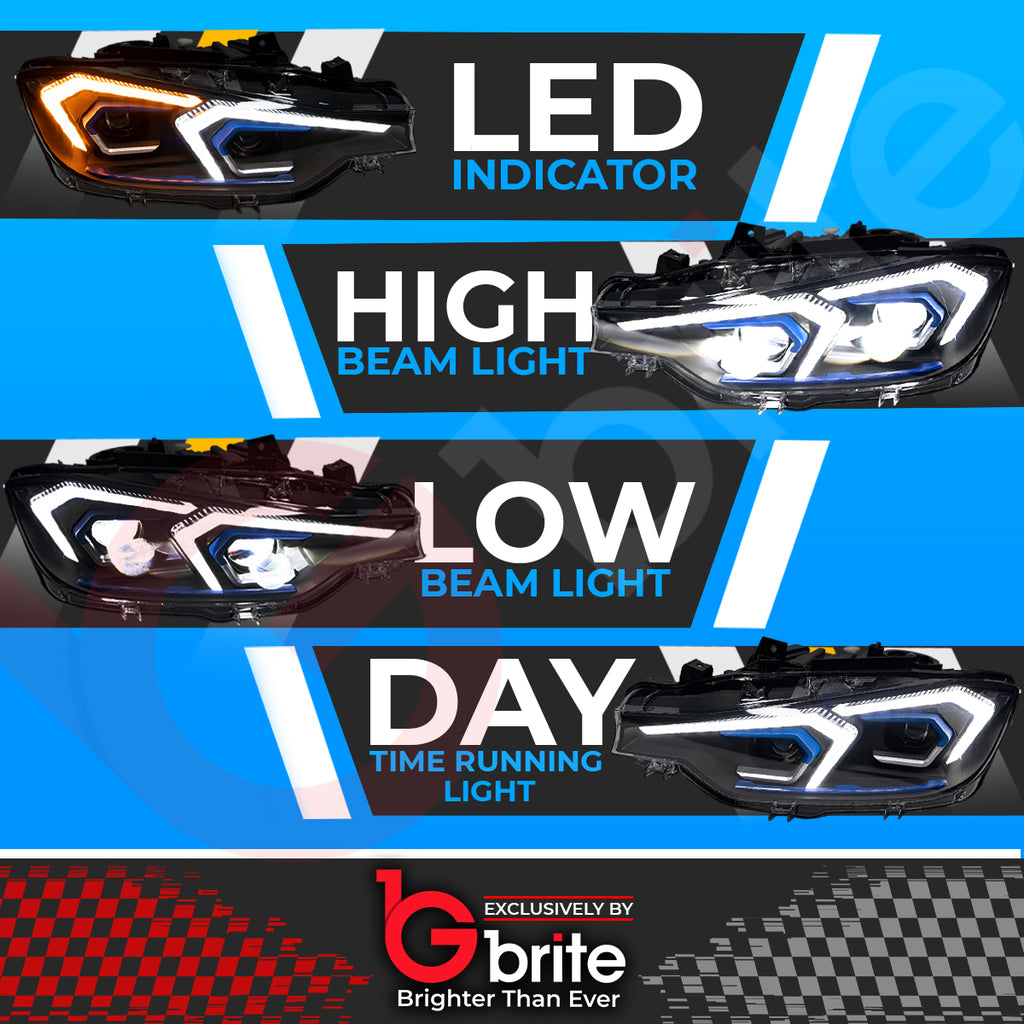 BMW F30 3 Series G20 Style Headlamps with Start-up Show Mode LED DRL Indicator Upgrade 2012-18