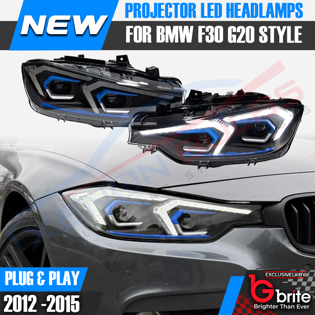 BMW F30 3 Series G20 Style Headlamps with Start-up Show Mode LED DRL Indicator Upgrade 2012-18