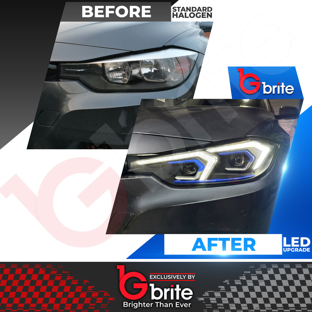 BMW F30 3 Series G20 Style Headlamps with Start-up Show Mode LED DRL Indicator Upgrade 2012-18
