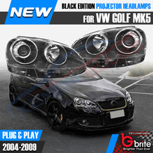Load image into Gallery viewer, VW Golf MK5 Black Edition R32 Style 04-09 Chrome Projector Headlamps