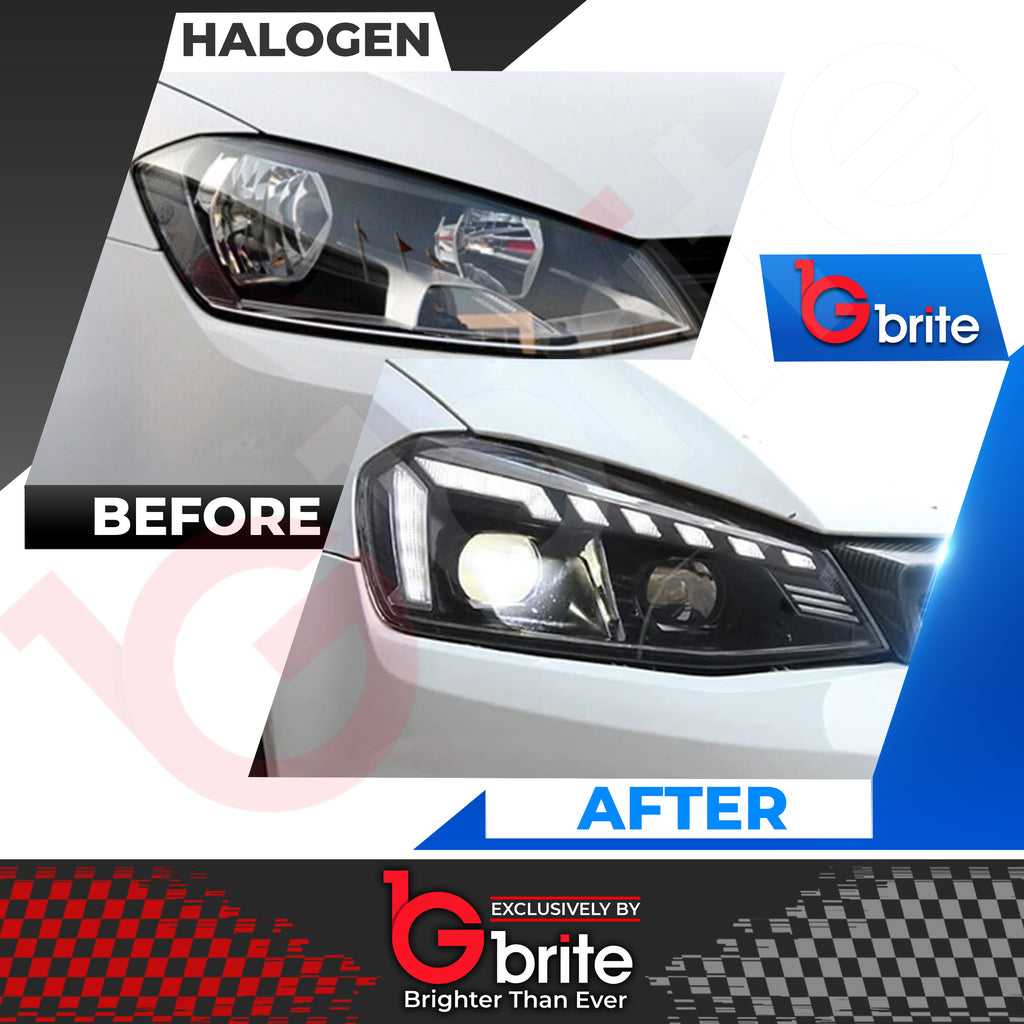 VW GOLF MK7 RS STYLE BI LED HEADLAMPS LED SHOW MODE DRL SEQUENTIAL INDICATOR