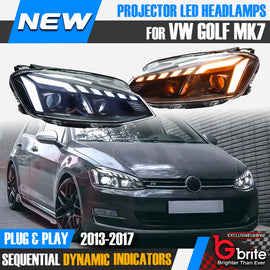 VW GOLF MK7 RS STYLE BI LED HEADLAMPS LED SHOW MODE DRL SEQUENTIAL INDICATOR