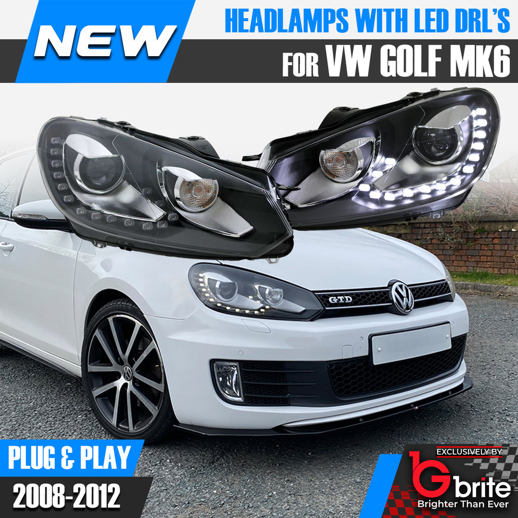GOLF MK6 BI LED HEADLAMPS GTD R20 GTI WITH LED DRL LIGHTS