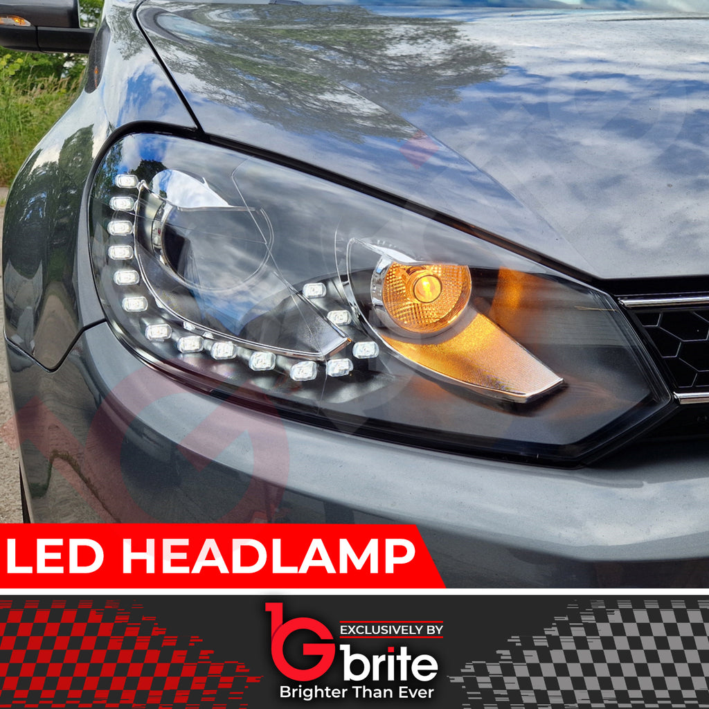 GOLF MK6 BI LED HEADLAMPS GTD R20 GTI WITH LED DRL LIGHTS