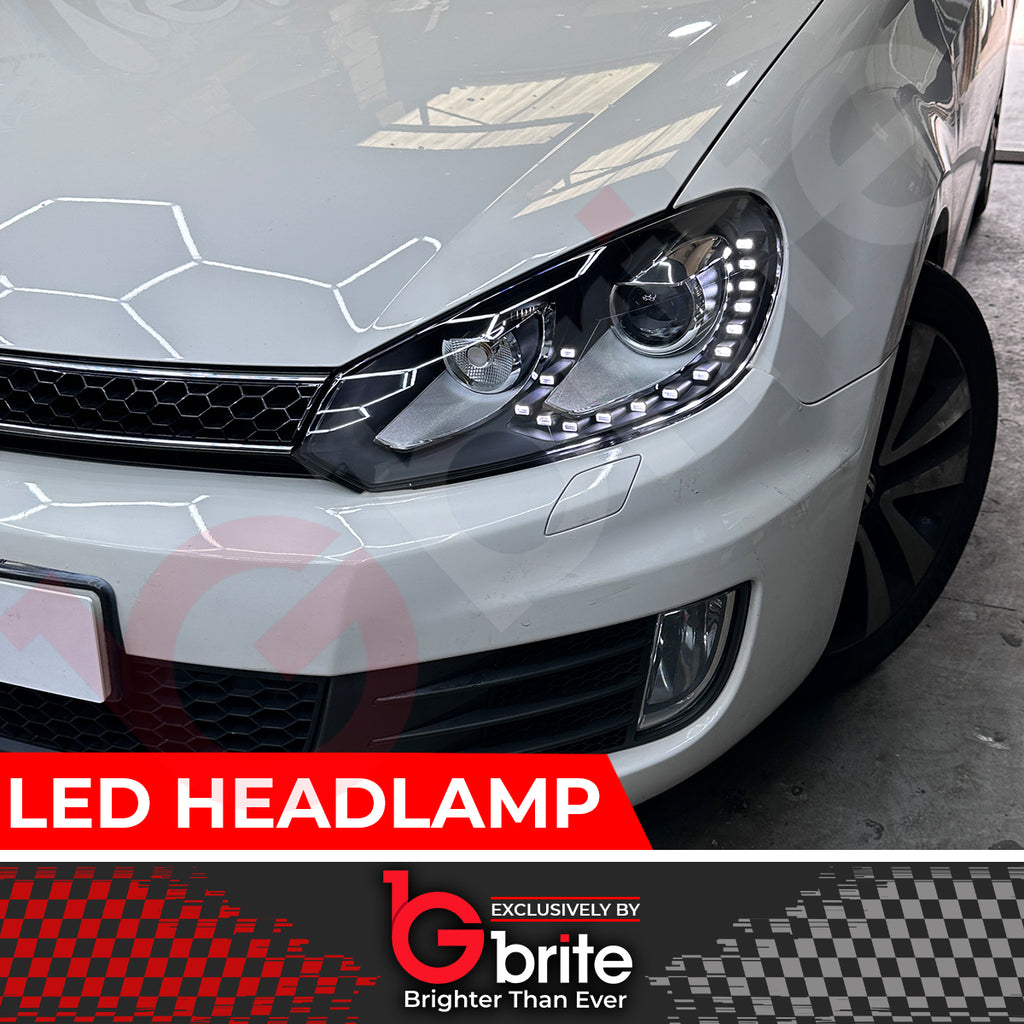 GOLF MK6 BI LED HEADLAMPS GTD R20 GTI WITH LED DRL LIGHTS