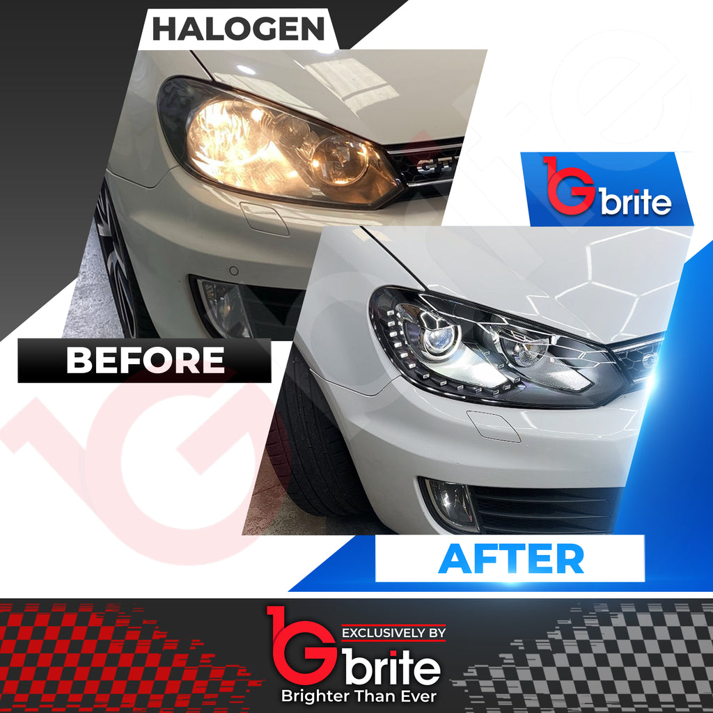 GOLF MK6 BI LED HEADLAMPS GTD R20 GTI WITH LED DRL LIGHTS