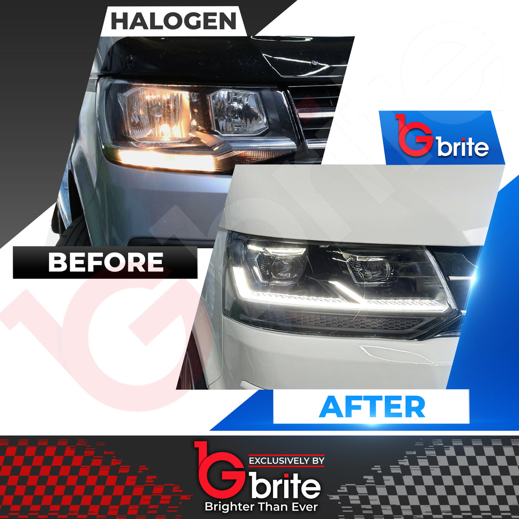 VW TRANSPORTER T5.1 LED BI-XENON HEADLAMPS 2010-15 DRL SEQUENTIAL INDICATOR