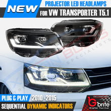 Load image into Gallery viewer, VW TRANSPORTER T5.1 LED BI-XENON HEADLAMPS 2010-15 DRL SEQUENTIAL INDICATOR