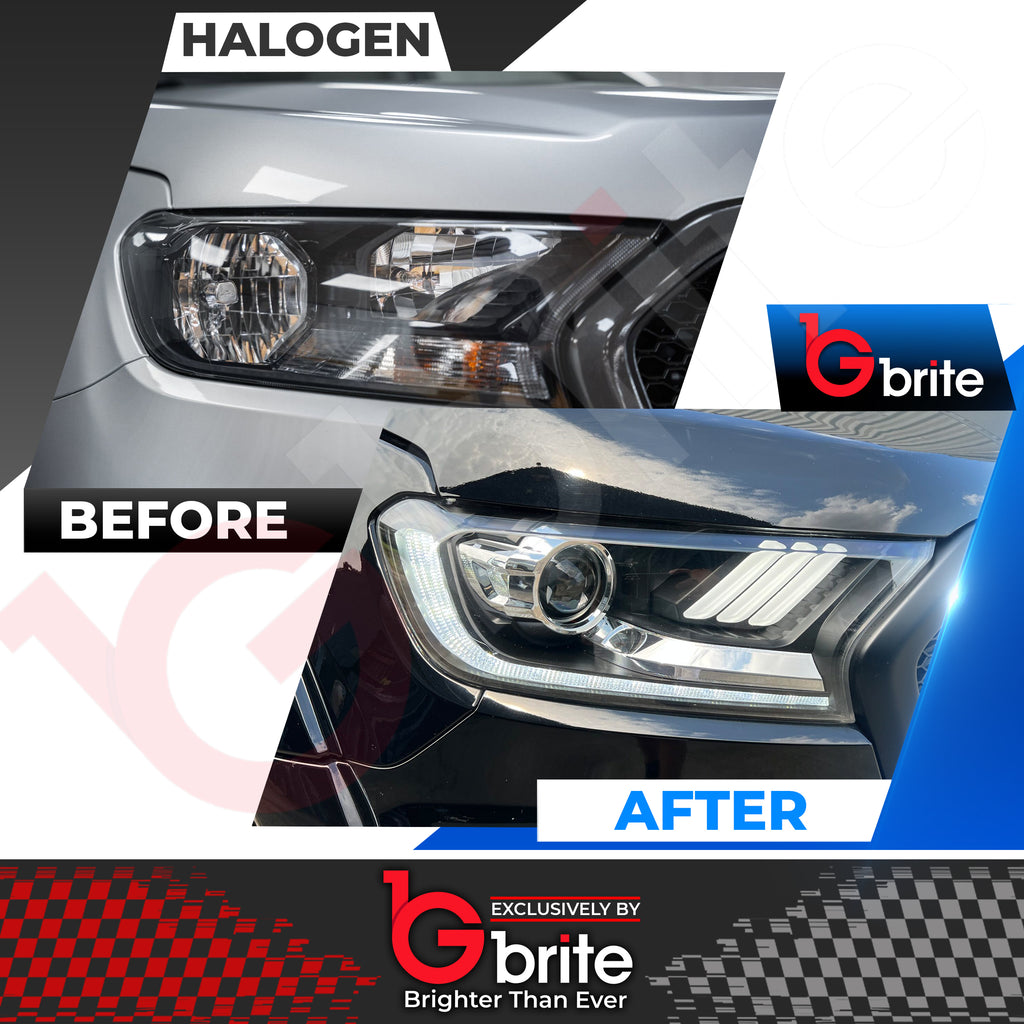 Ford Ranger T7 & T8 MUSTANG STYLE LED DRL HEADLIGHTS 2016-22 SEQUENTIAL INDICATOR
