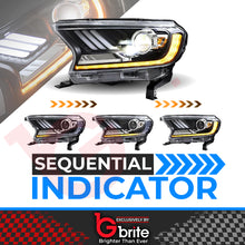 Load image into Gallery viewer, Ford Ranger T7 &amp; T8 MUSTANG STYLE LED DRL HEADLIGHTS 2016-22 SEQUENTIAL INDICATOR