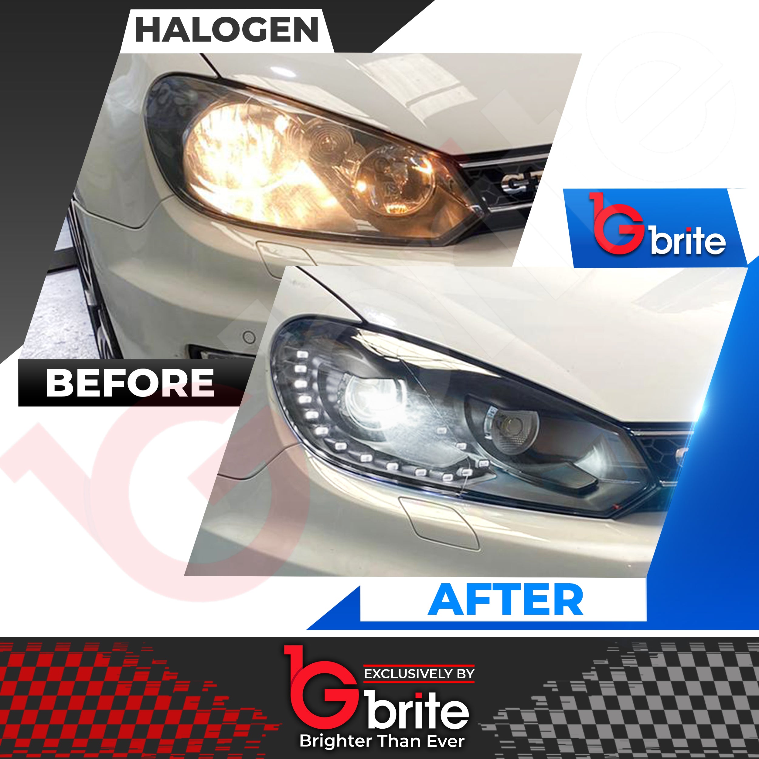 VW GOLF MK6 BI LED BLACK EDITION HEADLAMPS GTD R20 GTI WITH LED DRL LIGHTS