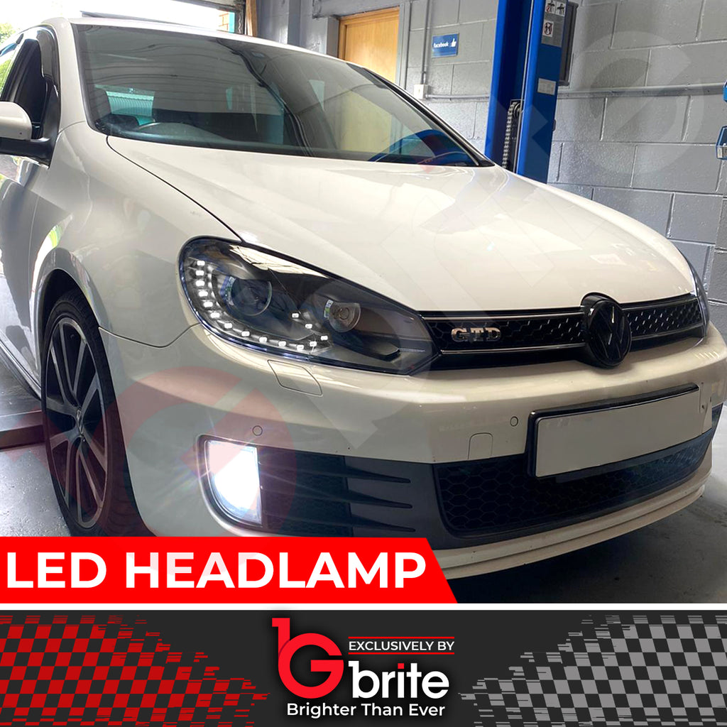 VW GOLF MK6 BI LED BLACK EDITION HEADLAMPS GTD R20 GTI WITH LED DRL LIGHTS