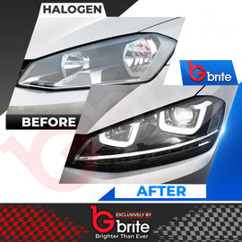 VW GOLF MK7 DRL BI LED CHROME HEADLAMPS WITH SEQUENTIAL INDICATOR GTD DAYTIME RUNNING LIGHTS
