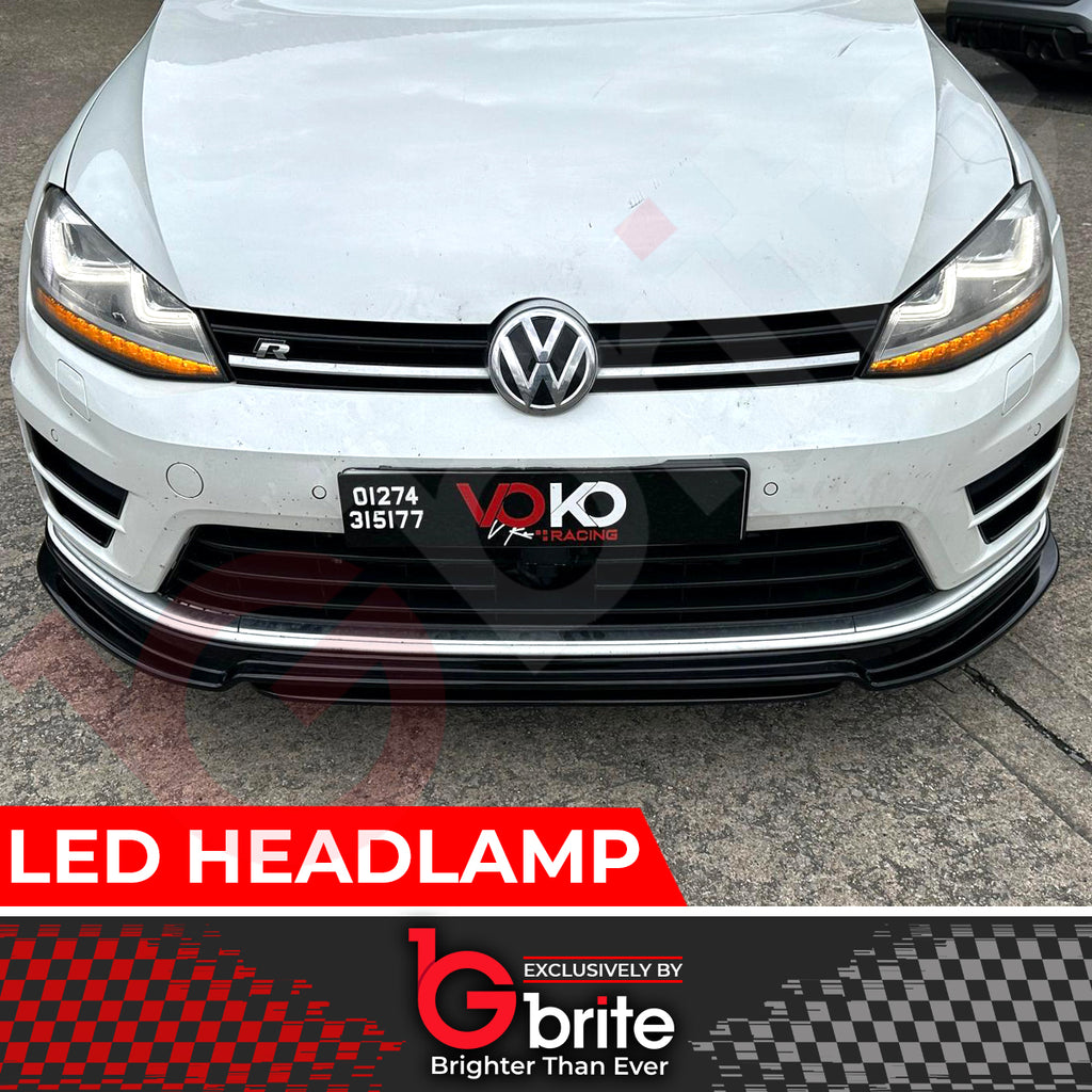 VW GOLF MK7 DRL BI LED CHROME HEADLAMPS WITH SEQUENTIAL INDICATOR GTD DAYTIME RUNNING LIGHTS