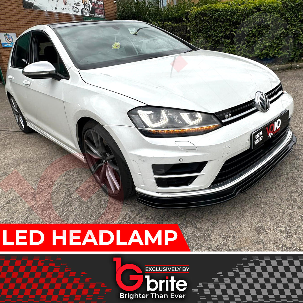VW GOLF MK7 DRL BI LED CHROME HEADLAMPS WITH SEQUENTIAL INDICATOR GTD DAYTIME RUNNING LIGHTS