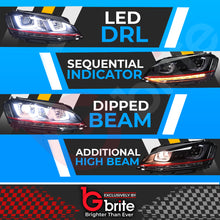 Load image into Gallery viewer, VW GOLF MK7 DRL BI XENON RED GTi STYLE DAYTIME RUNNING LIGHT SEQUENTIAL HEADLMAPS
