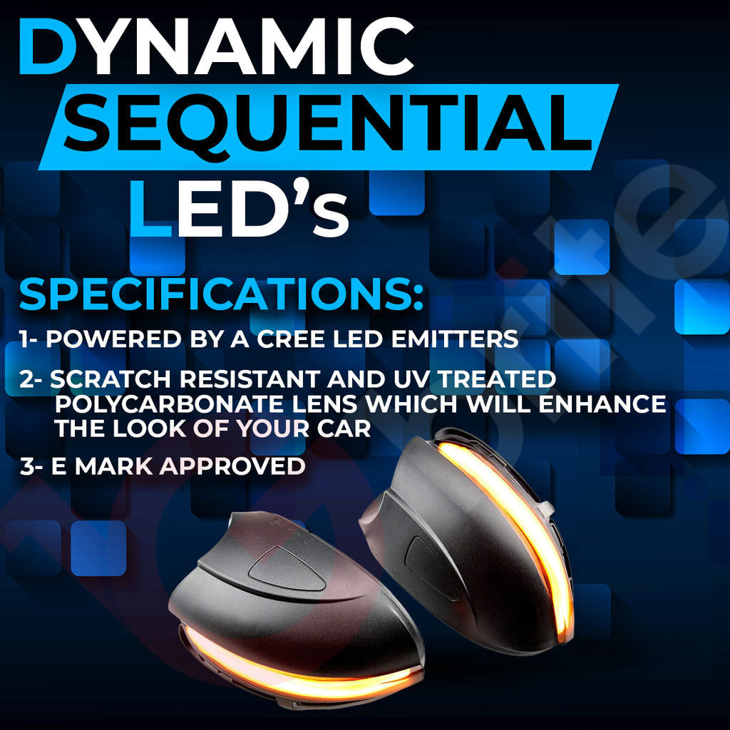 2x DYNAMIC LED WING MIRROR INDICATOR UNITS FOR VW GOLF MK6 GTI GTD R20