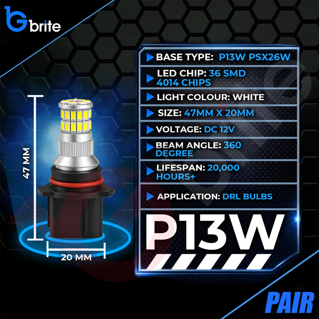 2x P13W LED DRL BULBS 36 SMD XENON WHITE DAYTIME RUNNING LIGHTS FOR AUDI A4 B8