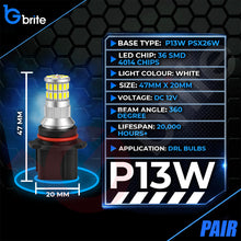 Load image into Gallery viewer, 2x P13W LED DRL BULBS 36 SMD XENON WHITE DAYTIME RUNNING LIGHTS FOR AUDI A4 B8