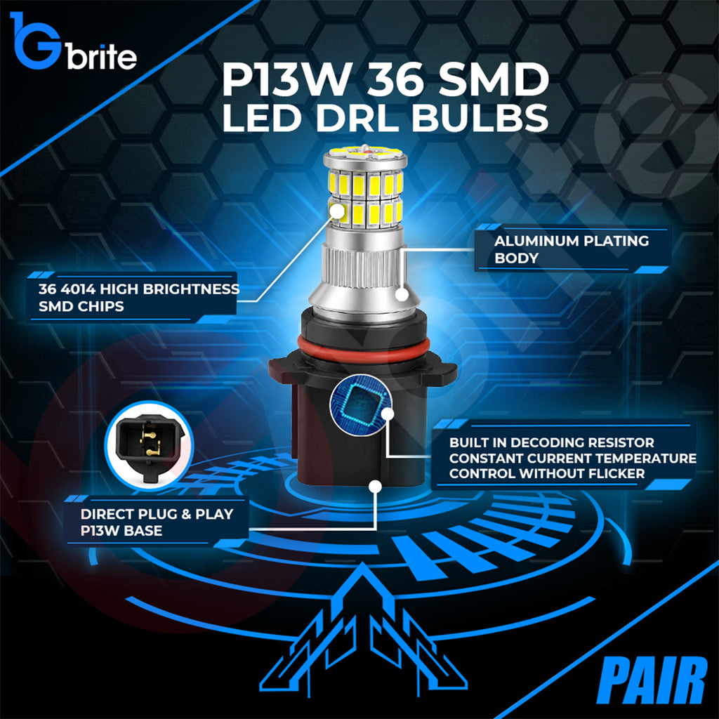 2x P13W LED DRL BULBS 36 SMD XENON WHITE DAYTIME RUNNING LIGHTS FOR AUDI A4 B8