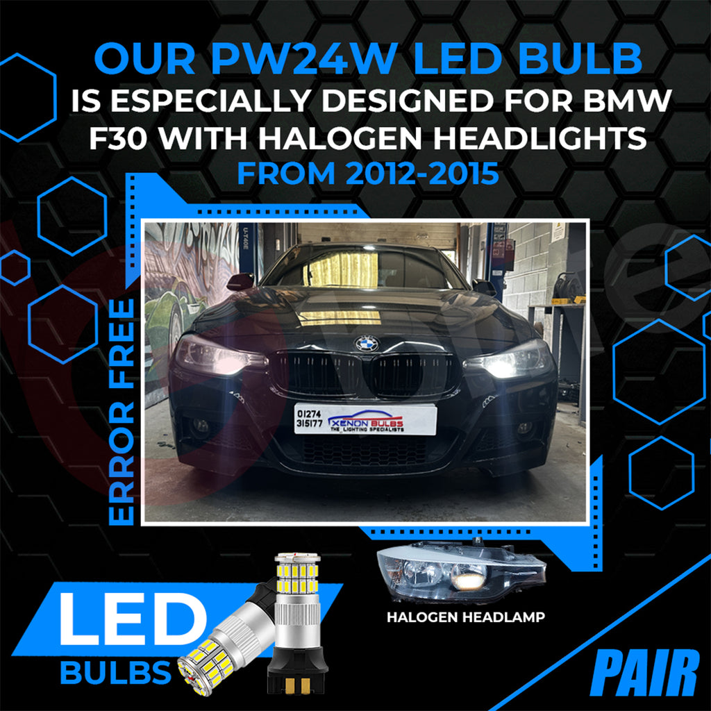 2x  PW24W 36 SMD LED DRL DAYTIME RUNNING LIGHT WHITE BULBS FOR BMW 3 SERIES F30 PRE-LCI