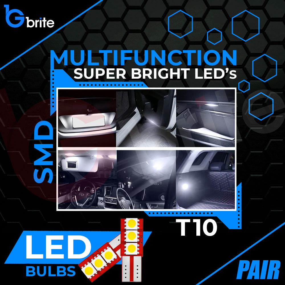 2x T10 501 LED Interior Bulbs 3 LED One-Sided 6000K Xenon White