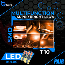 Load image into Gallery viewer, 2x T10 501 W5W 8 SMD LED SIDE LIGHT INDICATOR AMBER BULBS CANBUS ERROR FREE