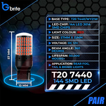 Load image into Gallery viewer, 2x T20 7440 W21W 144 SMD LED RED REAR FOGLIGHT TAIL LIGHT BULBS CANBUS ERROR FREE