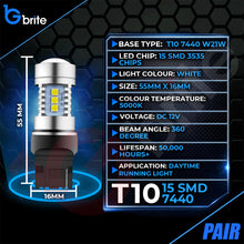 Load image into Gallery viewer, 2x T20 7440 W21W 15 SMD LED DRL Bulbs 3030 SMD PURE WHITE CANBUS UPGRADE