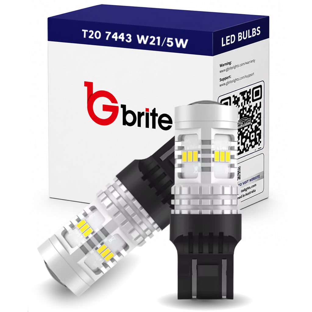 2x T20 7443 W21/5W 14 SMD LED DRL BULBS FOR VW CADDY MK4 UPGRADE XENON WHITE REPLACEMENT BULBS