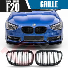 Load image into Gallery viewer, BMW 10 SERIES F20 F21 PRE-LCI 2010-2014 GLOSS BLACK DOUBLE SLAT FRONT KIDNEY GRILLE