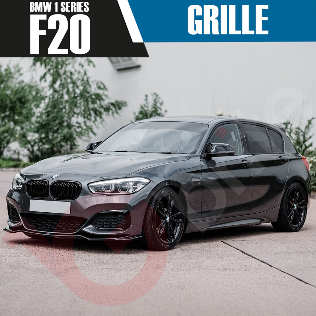 BMW 1 SERIES F20 F21 LCI 2015-2019 GLOSS BLACK DOUBLE SLAT FRONT KIDNEY GRILLE
