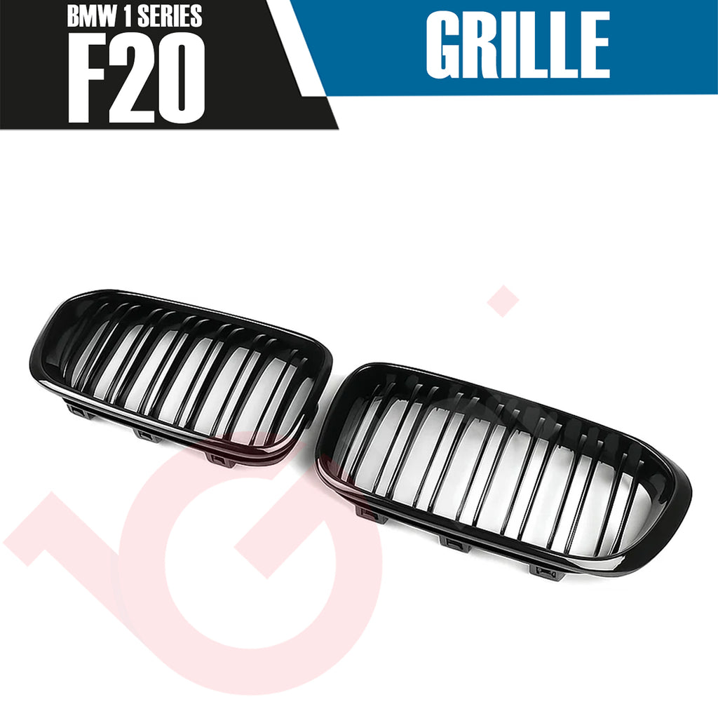 BMW 1 SERIES F20 F21 LCI 2015-2019 GLOSS BLACK DOUBLE SLAT FRONT KIDNEY GRILLE